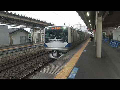 【雪が降る中勝田駅で動画を撮ってきた】 15時02分勝田駅発水戸線直通ワンマン小山行E531系3000番台K554編成発車&15時05分勝田駅止まりE531系K401編成到着シーン 2022年1月6日