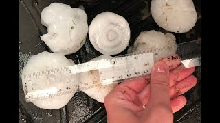 Baseball-sized hail in Marlow, Oklahoma: April 28, 2020