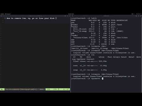 how to remove lvm,vg, pv centos8 (in Tibetan)