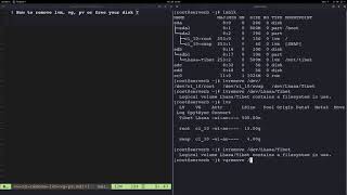 how to remove lvm,vg, pv centos8 (in Tibetan)