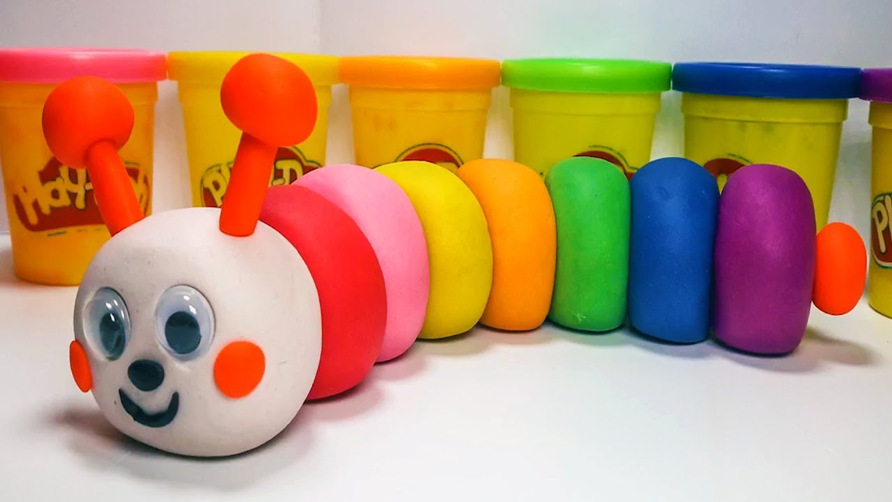 Learn Colors Play Doh Modelling Clay Animals Cterpillar Mold Surprise