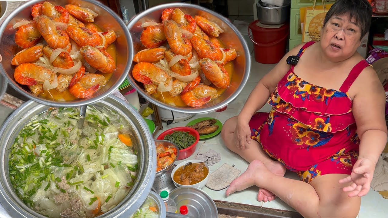 Quán cơm trưa Tôm Kho Tàu hiếm có tại quán cô Lệ đang b,ệnh cũng ráng bán để giữa khách và mua thuốc