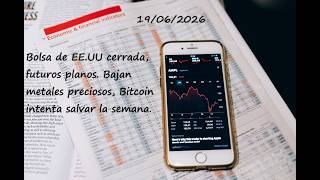 Bolsa de EE.UU cerrada, futuros planos. Bajan metales preciosos, Bitcoin intenta salvar la semana.
