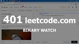 Разбор задачи 401 leetcode.com Binary Watch. Решение на C++