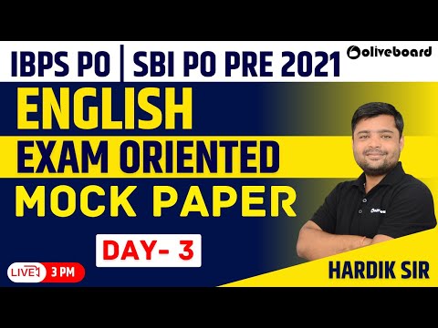 IBPS PO/SBI PO English | Exam Oriented | English Mock Test for IBPS PO/SBI PO | Day - 3 | Hardik Sir