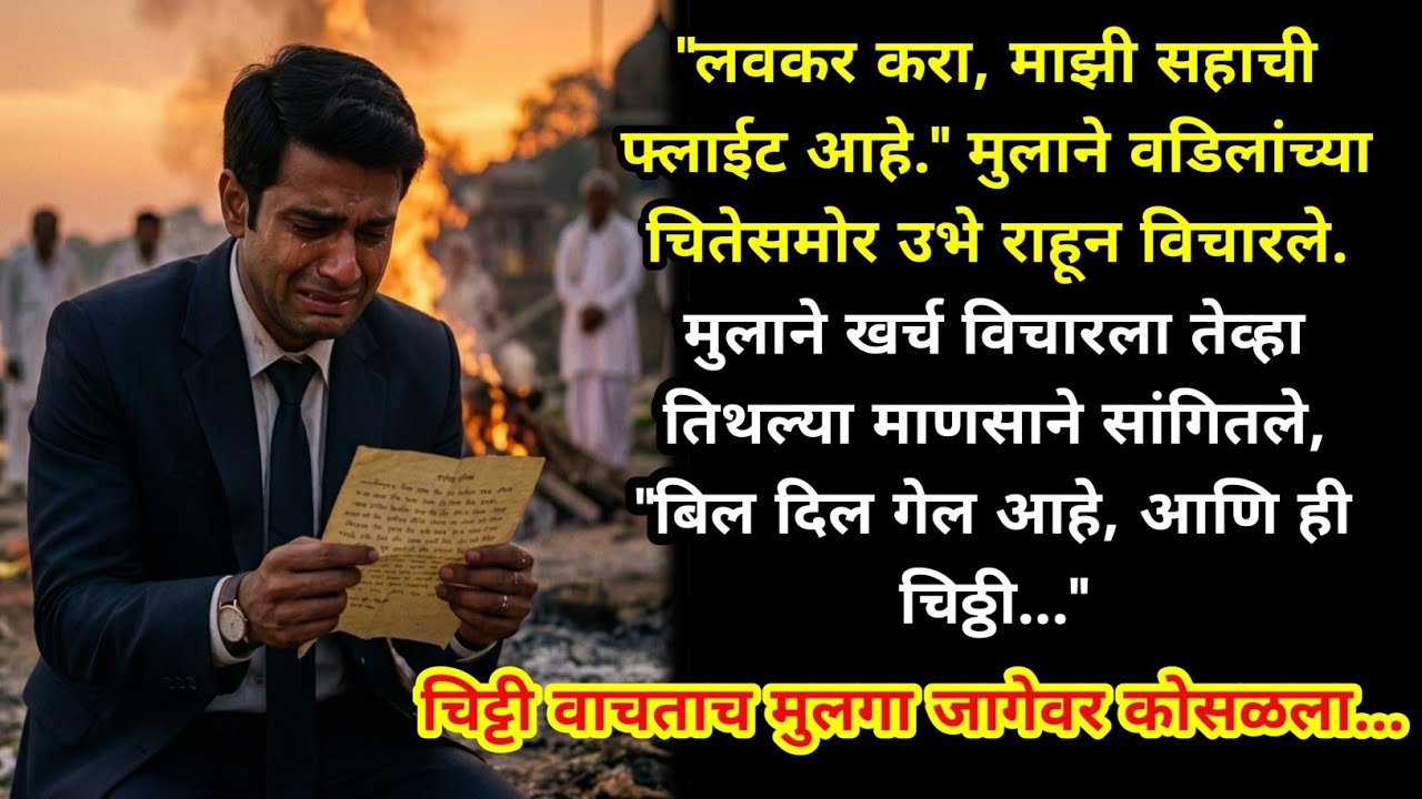 वडिलांच्या चितेजवळ मुलगा रडत होता… पण उशीर झाला होता | वडिलांचं शेवटचं पत्र वाचून तो तुटून पडला 