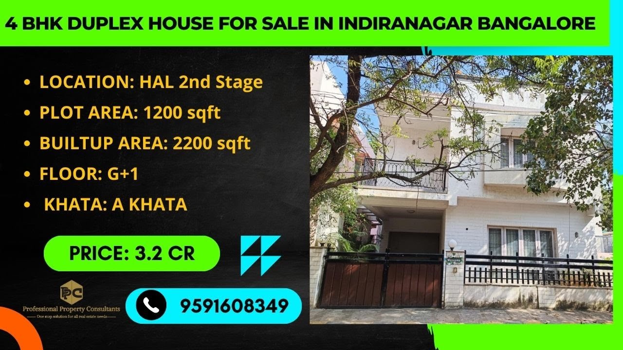 4 BHK Duplex House for Sale in Indiranagar(HAL 2nd Stage) Bangalore