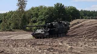 Dutch army Pzh 2000 on the Famous Vanessa Bumps at training area Havelte ( The Netherlands).