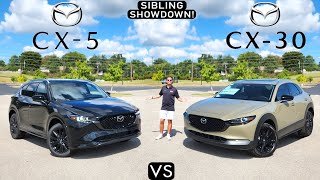 SIBLING RIVALS!  2024 Mazda CX5 vs. 2024 Mazda CX30: Comparison