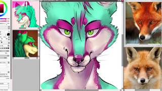 Speedpaint furry / Рисую портрет лиса ( Paint Tool SAI )