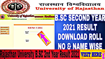 Rajasthan University Result 2021 || How To Download B.Sc Second Year Result 2021 Name Wise