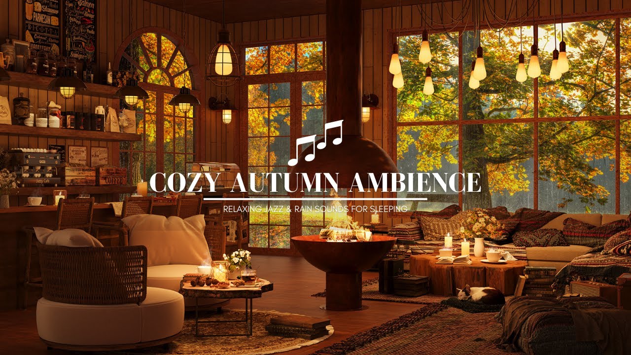 Cozy Autumn Coffee Shop Ambience Jazz Relaxing Autumn Rain Ambience ...