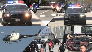 LAPD CENTRAL UNITS RESPONDING CODE 3 (6TH STREET BRIDGE MINIBIKE TAKEDOWN OPERATION)
