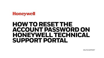 How to Reset the Account Password on Honeywell Technical Support Portal