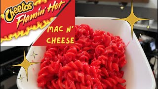Trying the hot cheetos mac and cheese