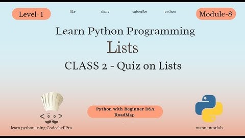 Learn Python Lists | Class 2 Quiz on Lists | Python Beginner Roadmap (Level-1 Module-8)