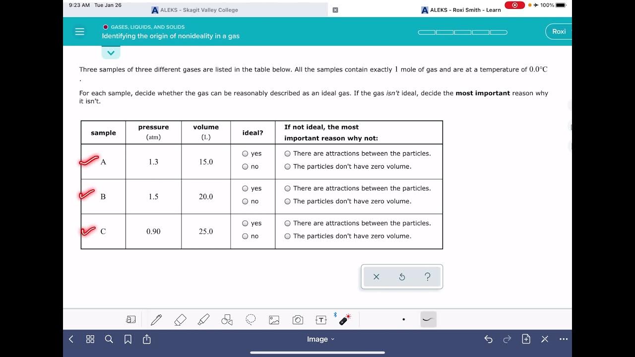 ALEKS Identifying the origin of nonideality in a gas YouTube