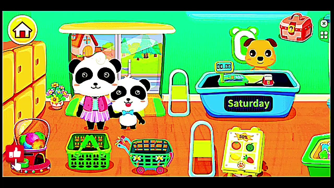 Baby Panda's Supermarket| kids Grocery shopping|BabyBus Game For Kid.