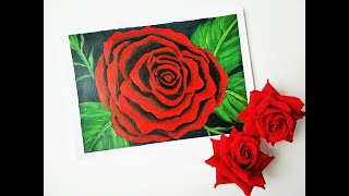 How to draw a rose using acrylic colour|acrylic rose| rose drawing |acrylic painting|simple|beginner