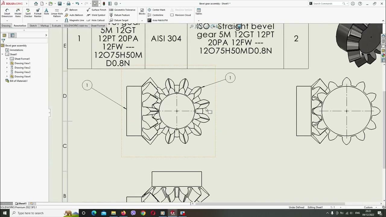 Bevel gears assembly drawing - YouTube