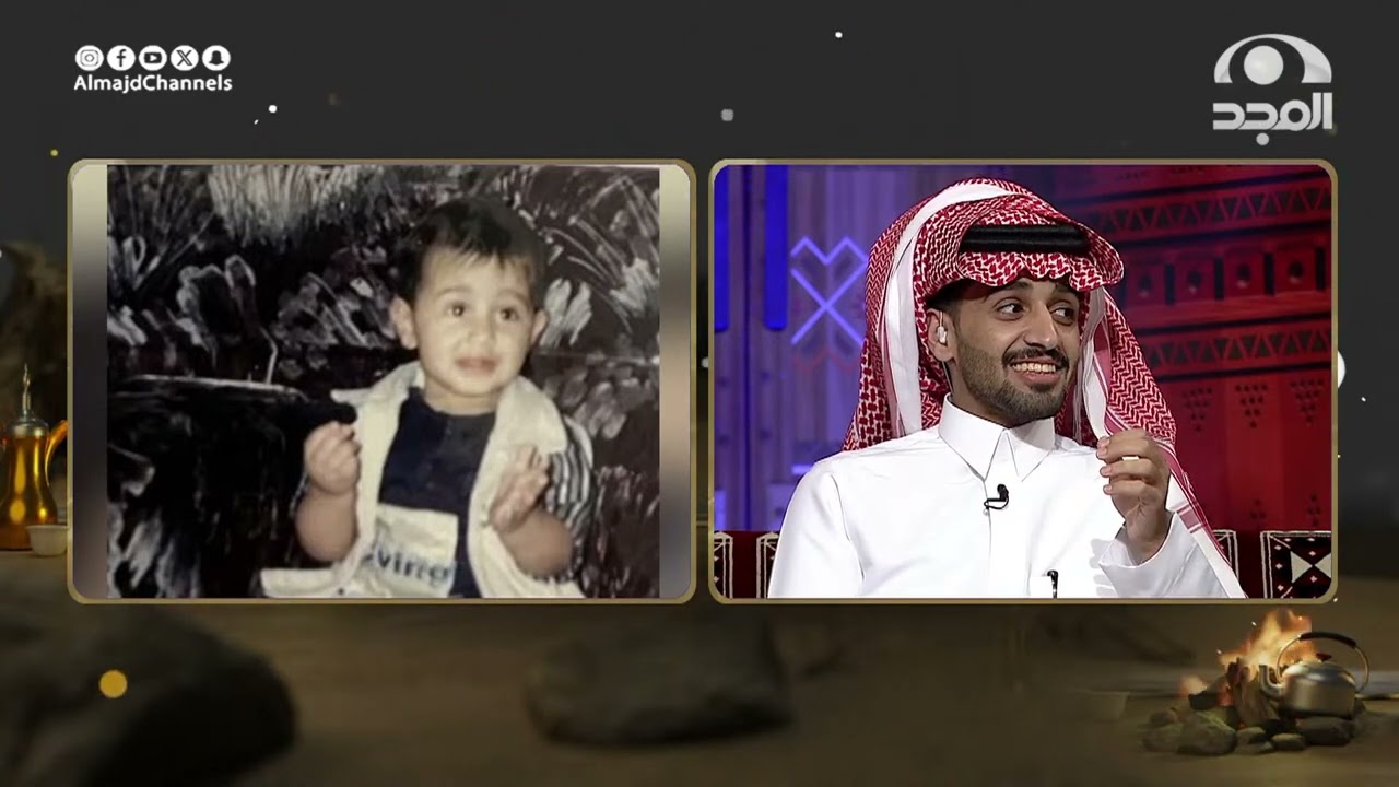 صور لسعد الخنفري في العيد لابس له بشت وهو صغير وطقطقة شباب الناس والليل عليه!!