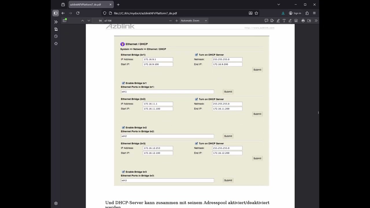 09 de AzblinkNFVPlatform - Zone Definition by Firewall and Relationship between Virtual Bridges
