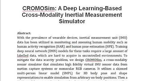 CROMOSim A Deep Learning Based Cross Modality Inertial Measurement Simulator