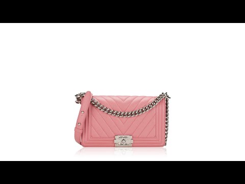 Chanel Calfskin Chevron Medium Boy Flap Bag Pink