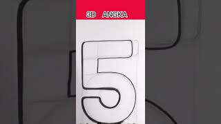 Cara Menggambar Angka 3D '5'#shorts
