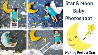 Baby Photoshoot Ideas at Home | Star Baby Photoshoot | Moon Baby Photoshoot | Monthly Baby Photos