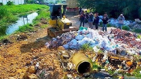 Amazing New Project!! Filling Land, Garbage Dump & Clear and Delete Trash​ Into Pond By Skills Dozer
