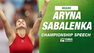 Aryna Sabalenka Miami Open Champion Speech | 2025 Miami Open
