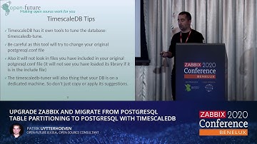 Patrik Uytterhoeven - Upgrade Zabbix and migrate to PostgreSQL with TimescaleDB