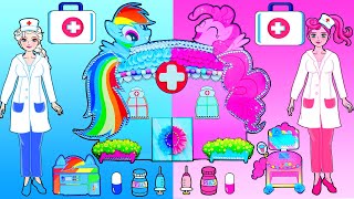 Pink And Blue Pony Dresses New Hospital | Nursery Paper DIY Cartoon | Woa Doll American Kids