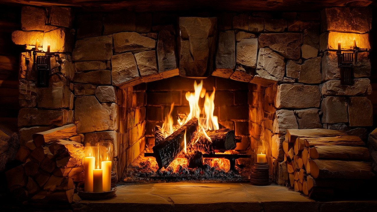 March Fireplace Night Retreat | Warm Crackling Logs & Fire Sounds for Chill Mood and Stress Relief