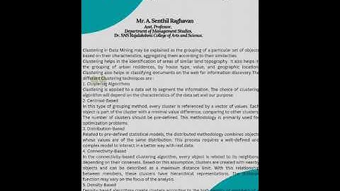 Clustering in Data Mining