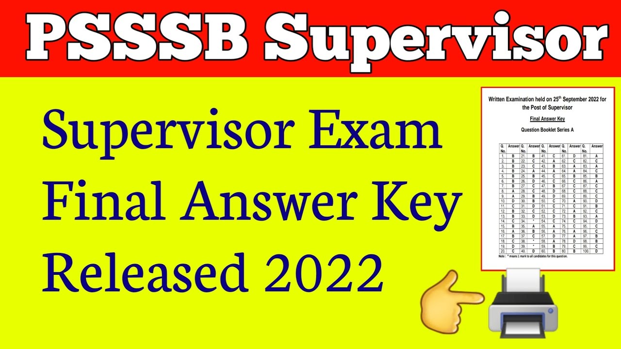 PSSSB Final answer key Supervisor. PSSSB Supervisor answer key 2022. PSSSB latest news today. 