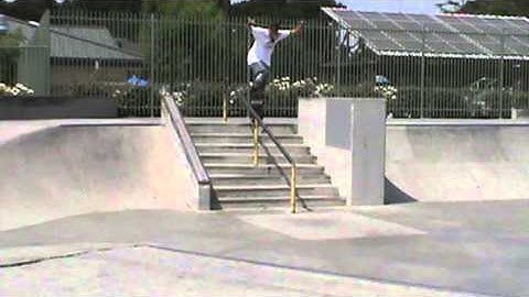 jamies backside boardslide on 8 stair handrail