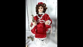 24" VTG 90s TELCO MOTION-ette OF CHRISTMAS ANIMATED CAROLER DISPLAY FIGURE DOLL