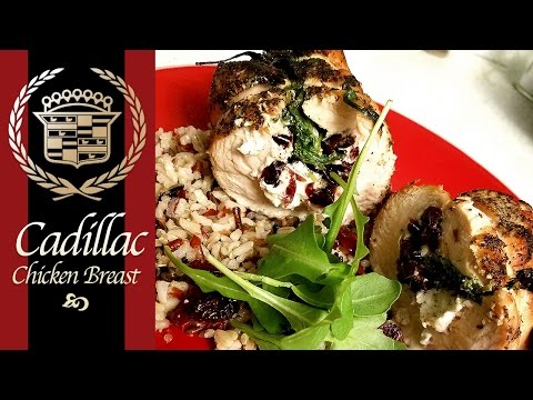 Cadillac Chicken Breast Stuffed with Honey Goat Cheese, Arugula, and Cranberries