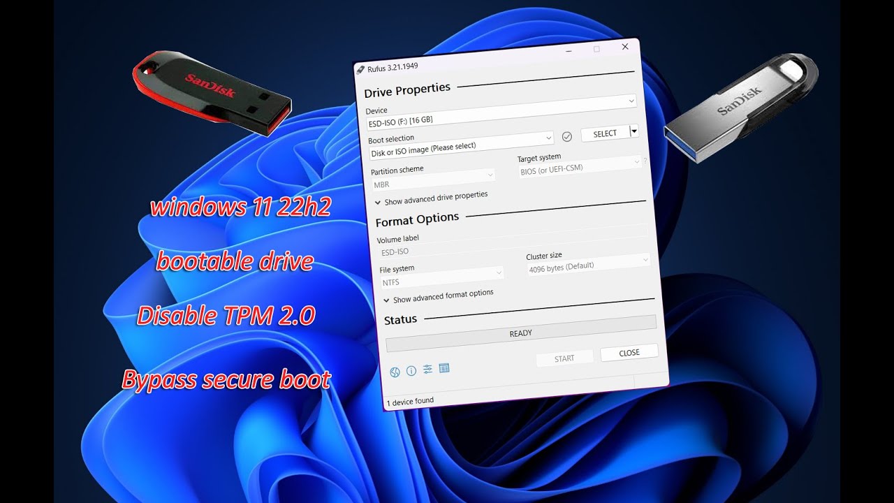 how to create a bootable drive for windows 11 22h2 for bypass TPM 2.0 ...