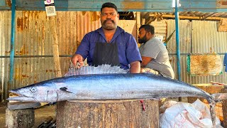 KASIMEDU🔥SPEED SELVAM | 17 KG BIG SIZE ARA KOLA FISH CUTTING | IN KASIMEDU | HD VIDEO | FF CUTTING