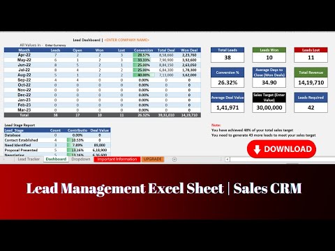 Lead Management Excel Sheet | Download Sales CRM in Excel | Video Tutorial #crm #crmsolutions