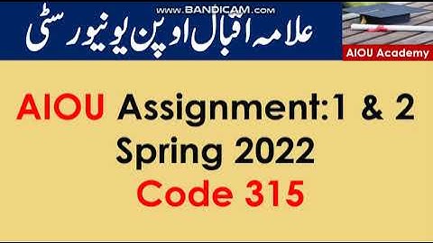 AIOU Code 315-1 & 2 Solved Assignments Spring 2022