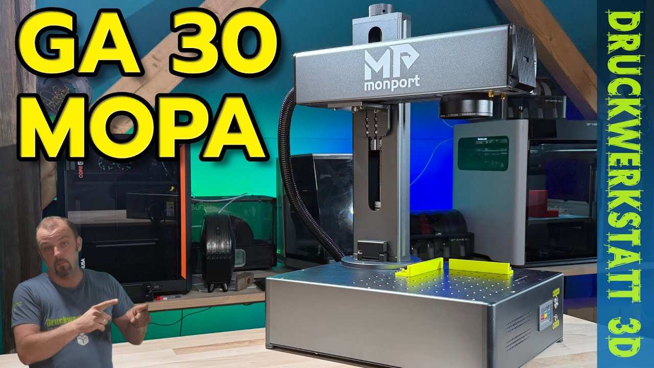 Monport GA30 MOPA Laser – 3D-Drucke beschriften & mehr! Einrichtung, Materialtest & erste Gravuren