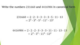 Number Theory - Canonical Form Examples
