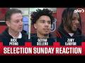 Rick Pitino, Oziyah Sellers, and Zuby Ejiofor react to St. John's' March Madness draw