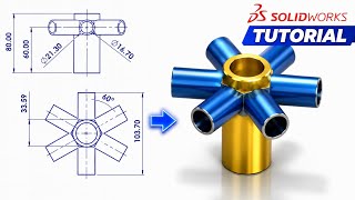 SOLIDWORKS Tutorial: 6-Way Pipe Connector Modeling Guide (Blueprint to 3D)