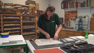 Case-making with casemaking squares by Schmedt. The World of Bookbinding.