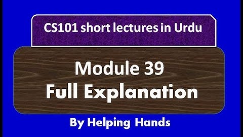 CS101 Short Lecture Module 39 | lecture 18 | Rotation and Shift in (Urdu / Hindi)
